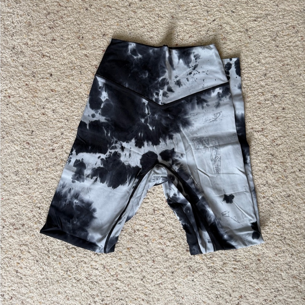 Balance Athletica Black and Gray Tie-Dye High-Waist Leggings